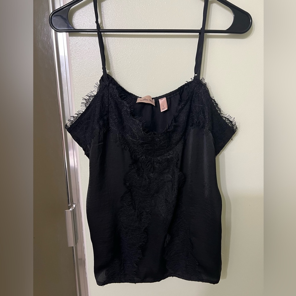 Black lace and satin tank